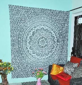 Gray Ombre Mandala Cotton Wall Hanging Tapestry