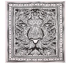 Leo Tiger Tapestry Black White Cotton Wall Hanging Tapestry