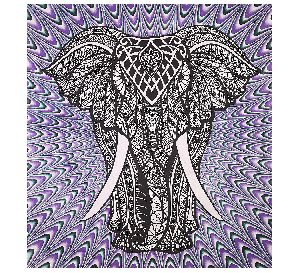 Purple Elephant Cotton Wall Hanging Tapestry