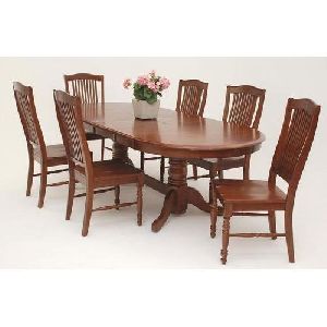 Oval Wooden Dining Table Set