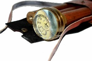 Timer Brass Handle Walking Wooden Stick Victorian London With Case Leather