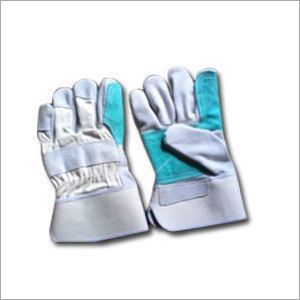 Blue & White Leather Working Gloves