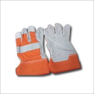 Orange & White Leather Working Gloves