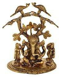 Gold Plated Tree Ganesha Statue