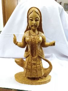 Wooden Ganga Maiya Statue