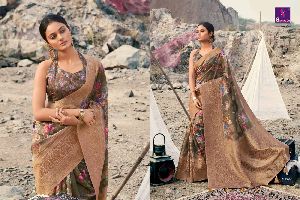 AKAANSHA DIGITAL BY SHANGRILA GICHA SILK DIGITAL FLORAL PRINTED SAREE DESIGNS