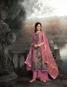 GLOSSY ROYAL TALE BY SIMAR NATURAL CRAPE EMBROIDERY DRESS MATERIALS DESIGNS