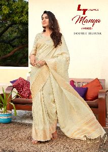 MANYA BY LT FASHION LINEN TISSUE SAREE WITH DOUBLE BLOUSE CONCEPT