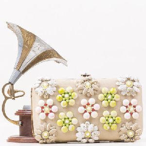 Stone Embroidery Clutch Bag