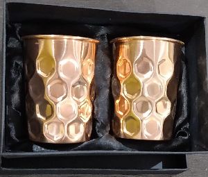 Copper Diamond Design Glass Set
