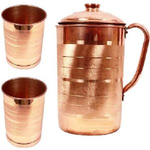 Copper Jug with 2 Glass Set