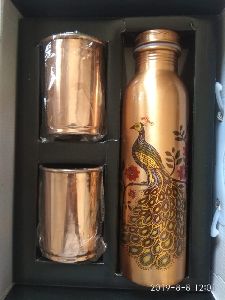 Printed Copper Bottle with Glass Set