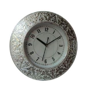 Silver Round Wall Clock