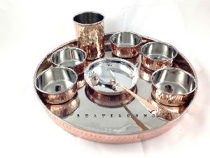 Copper and Steel Thali Set