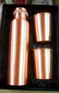 Plain Copper Bottle and Tumbler Set