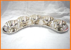 Silver Bowl Plate Set