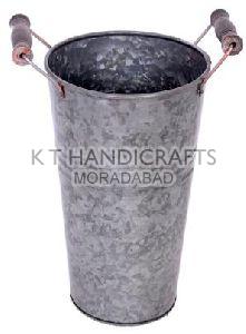 Galvanized Metal Garden Vase with Handle