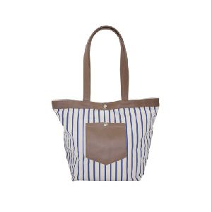 Canvas Tote Bag With PU Handle