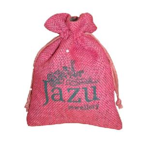 Jute Drawstring Jewelry Bag with Cotton Lining