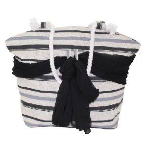 PP Laminated Jute Beach Bag with Twisted Rope Handle