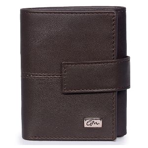 Leather Wallet Tri Fold Brown
