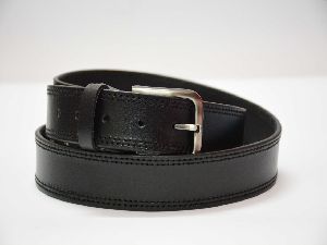 Black Double Stitch Full Grain Leather Belt