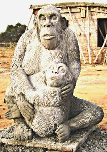 Cement Chimpanzee Statue