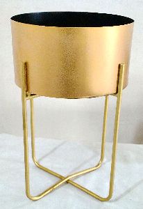 Gold Side Planter with Stand