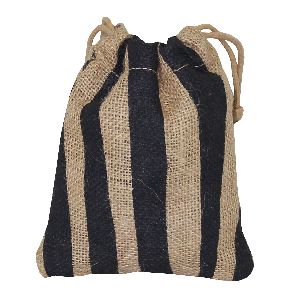 Jute Drawstring Bag With Over All Print
