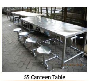8 Seater Stainless Steel Canteen Table