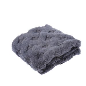 Solid Carved faux fur Throw