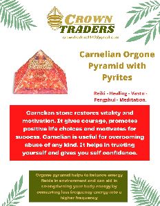 Carnelian Orgone Pyramid with Pyrites