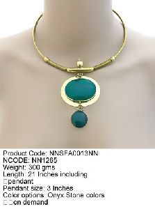 Brass Onyx Choker Necklace