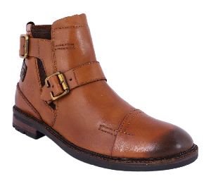 Mens Buckle Leather Boots
