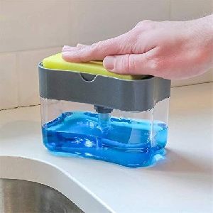 2-in-1 Double Layer Plastic Sponge Box with Soap Dispenser