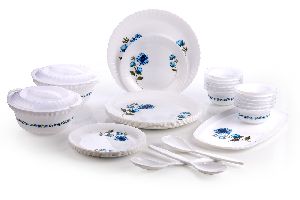 Exclusive and Microwave Safe, Plastic Printed Round Flourish Dinner Set of 36 Pieces
