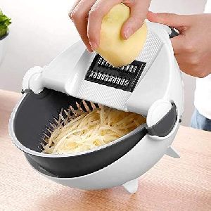 Magic Multifuctional Rotate Vegetable Cutter, Potato Cutter, Fruit Cutter with Drain Basket Kitchen