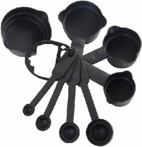 Plastic Measuring Spoon and Cup Set, 8-Pieces, Black