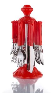 Stainless Steel Cutlery Set for Dining Table, Spoon and Fork Set 	Star Cutlery set-Red
