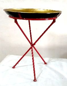 Antique Gold Red Side Tray Table