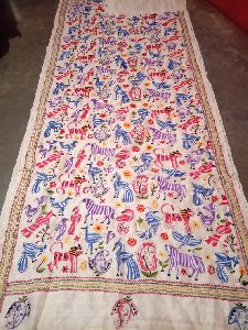 Exclusive design Hand embroidery Semi tussar kantha stitch saree