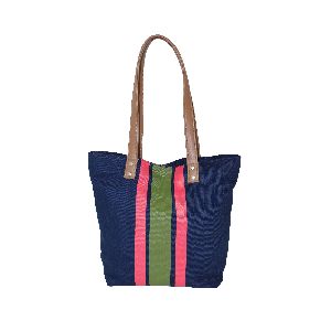 12 oz dyed canvas leather handle tote bag