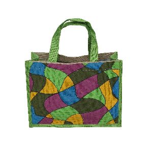 PP Laminated Dyed Jute Bag With Multicolor Print