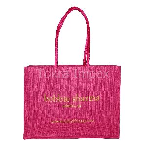 PP Laminated Jute Tote Bag With Satin Wrapped Cotton Handle