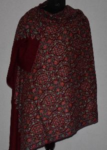 Jamma Embroidered Maroon Pashmina Shawl