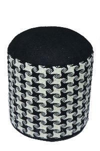 Handwoven Polyester Pouf with Polystyrene Beads Filling
