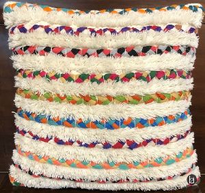 Rimjim Handwoven Wool Chindi and Polyester Cushion