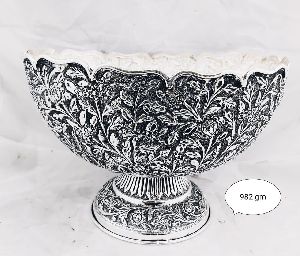 Designer Antique Silver Fruit Bowl (in Fine Embossing)