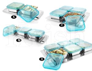 Deluxe Square Bowl with Cover Snack Tray