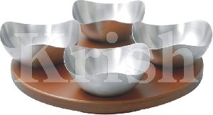 Opera Bowl With Wooden Revolving Tray - 4 Pcs
